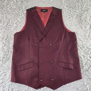 Statement Mens 44L Burgundy Double Breasted Peaked Lapel Suit Vest